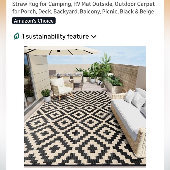 joyrally Other - Black and Beige Outdoor Straw Rug